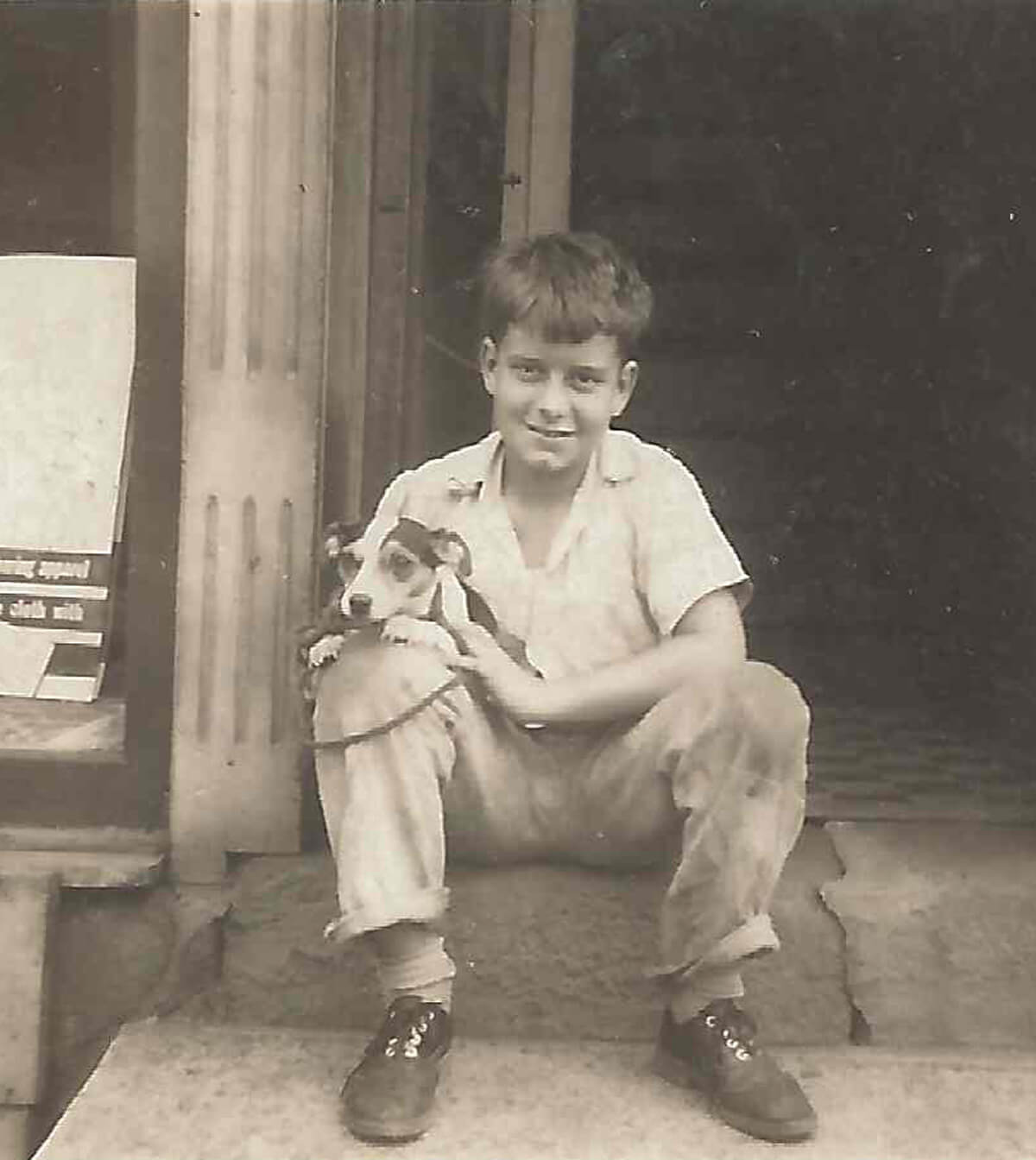 Young Al with dog