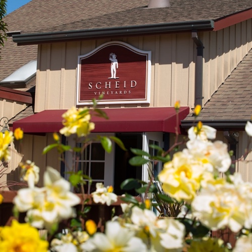 Scheid Vineyards tasting room sign